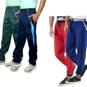 IndiWeaves Mens Cotton and Warm Polyester Track Pants (Bottle Green,Navy Blue,Red,Blue,38) Pack of 4